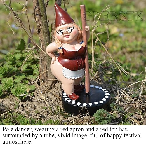 Miniatura 4 de GREBSTK Estatua de gnomo bailarín de poste para exteriores, estatuas de jardín, decoración de estatua de jardín, 6.5 pulgadas