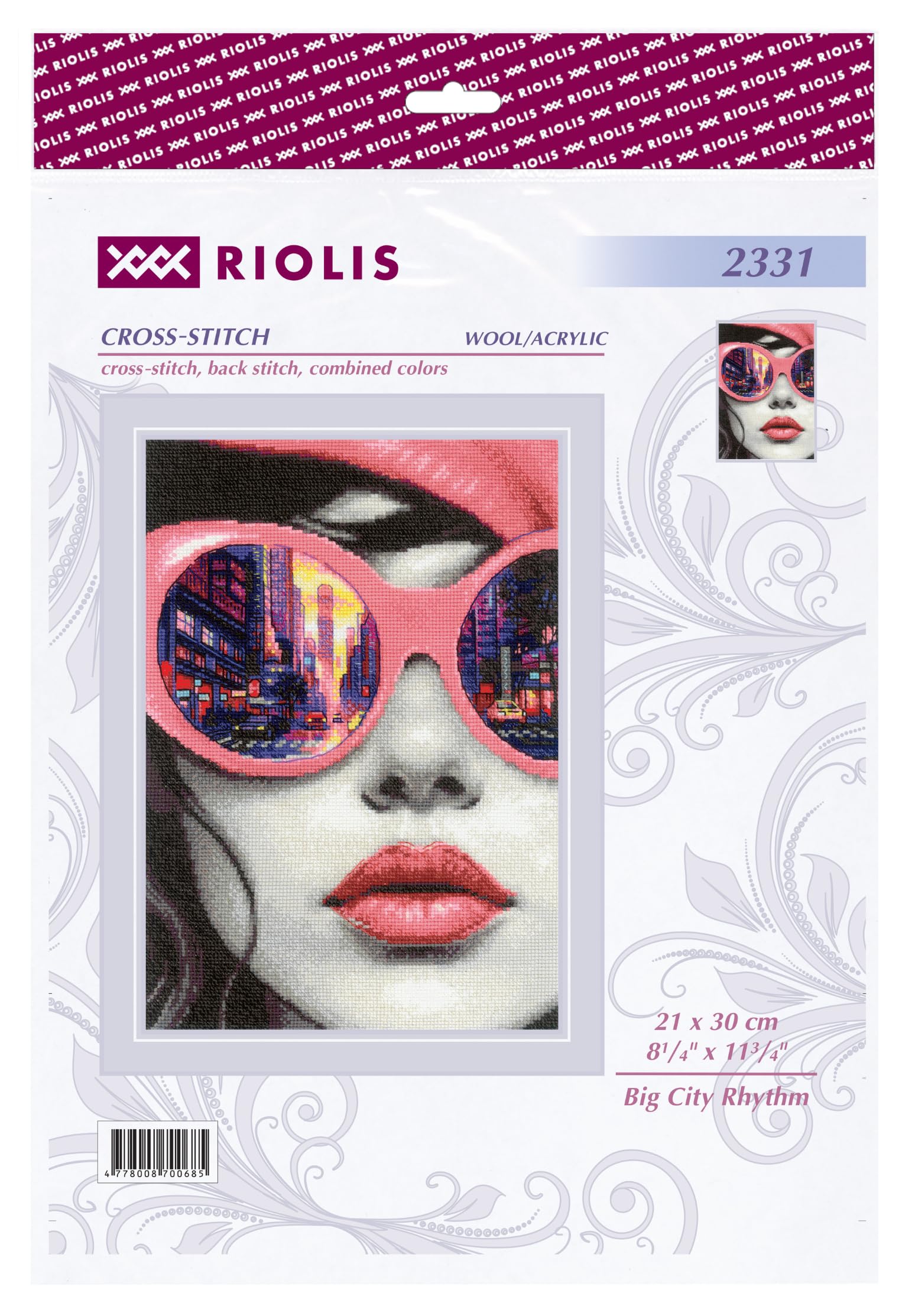 RIOLIS - Il Ritmo della Grande Città 2331, Paesaggio Punto Croce 21x30cm, Punto croce kit da ricamare, Disegni da ricamare, Ragazza Embroidery kit, DIY Regalo Kit ricamo punto croce