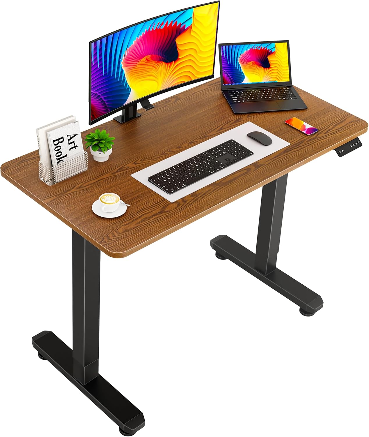 FULIFE Escritorio Elevable, Escritorio Ajustable,Escritorio Eléctrico Elevable,105 x 56 cm, Mesa