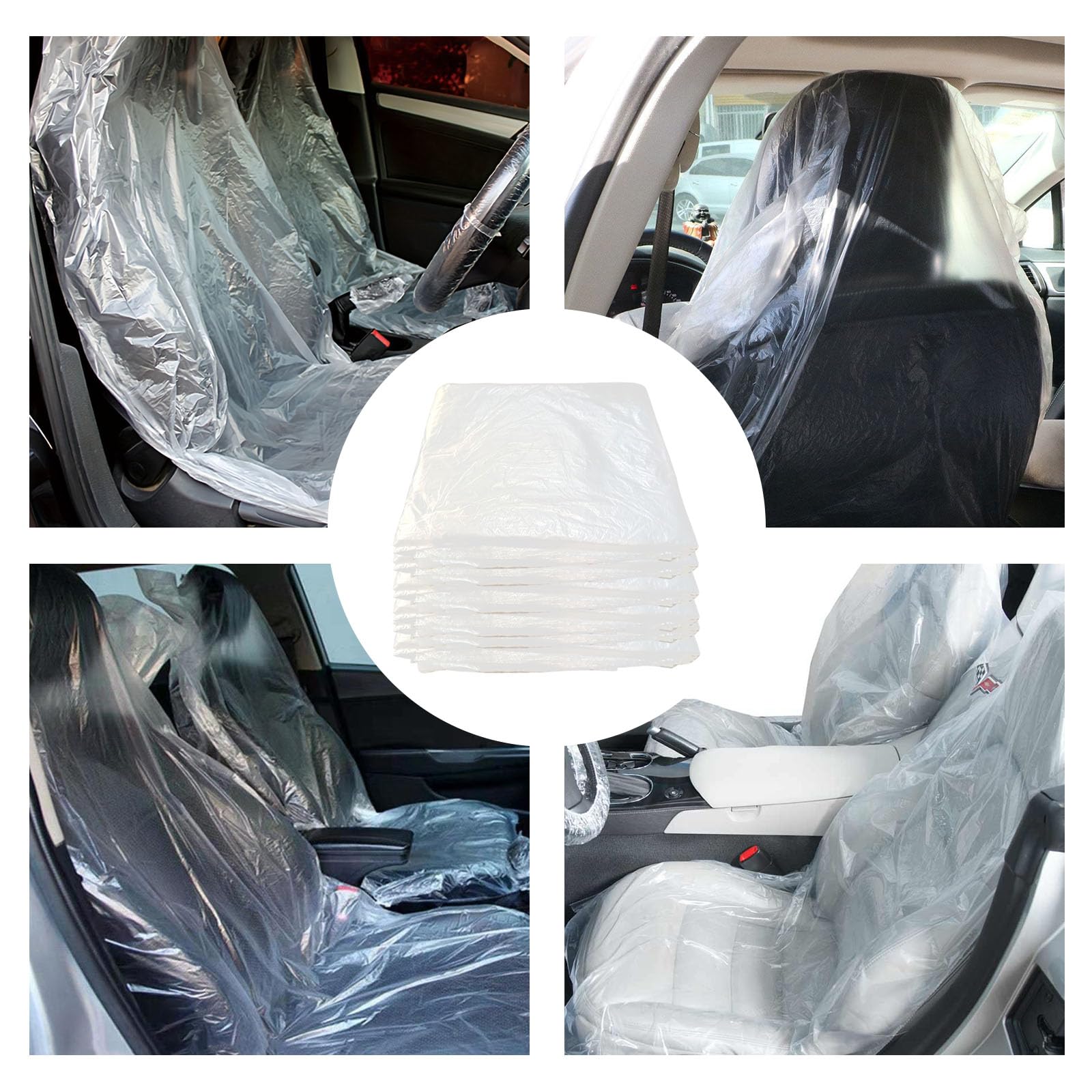 Coprisedili per Auto Usa e Getta, 120 Pezzi 140 x 80 cm Coprisedili Anteriori per Auto Universale, Copri Sedile Coprisedile, per Saloni Automobilistici, Trasparenti