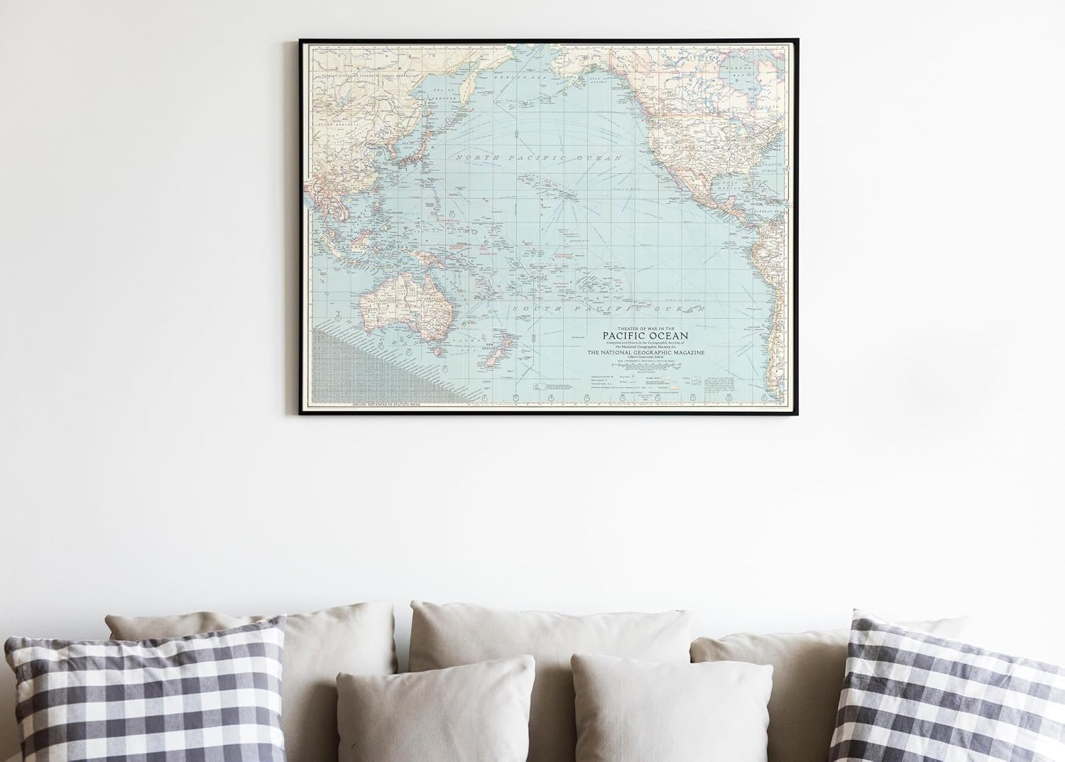 Pacific Ocean - World War II Theater Map, 1942 | Historical Map Print - 30in x 24in