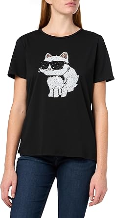 KARL LAGERFELD Paris Womens Sportswear Logo T-Shirt, Black, Medium