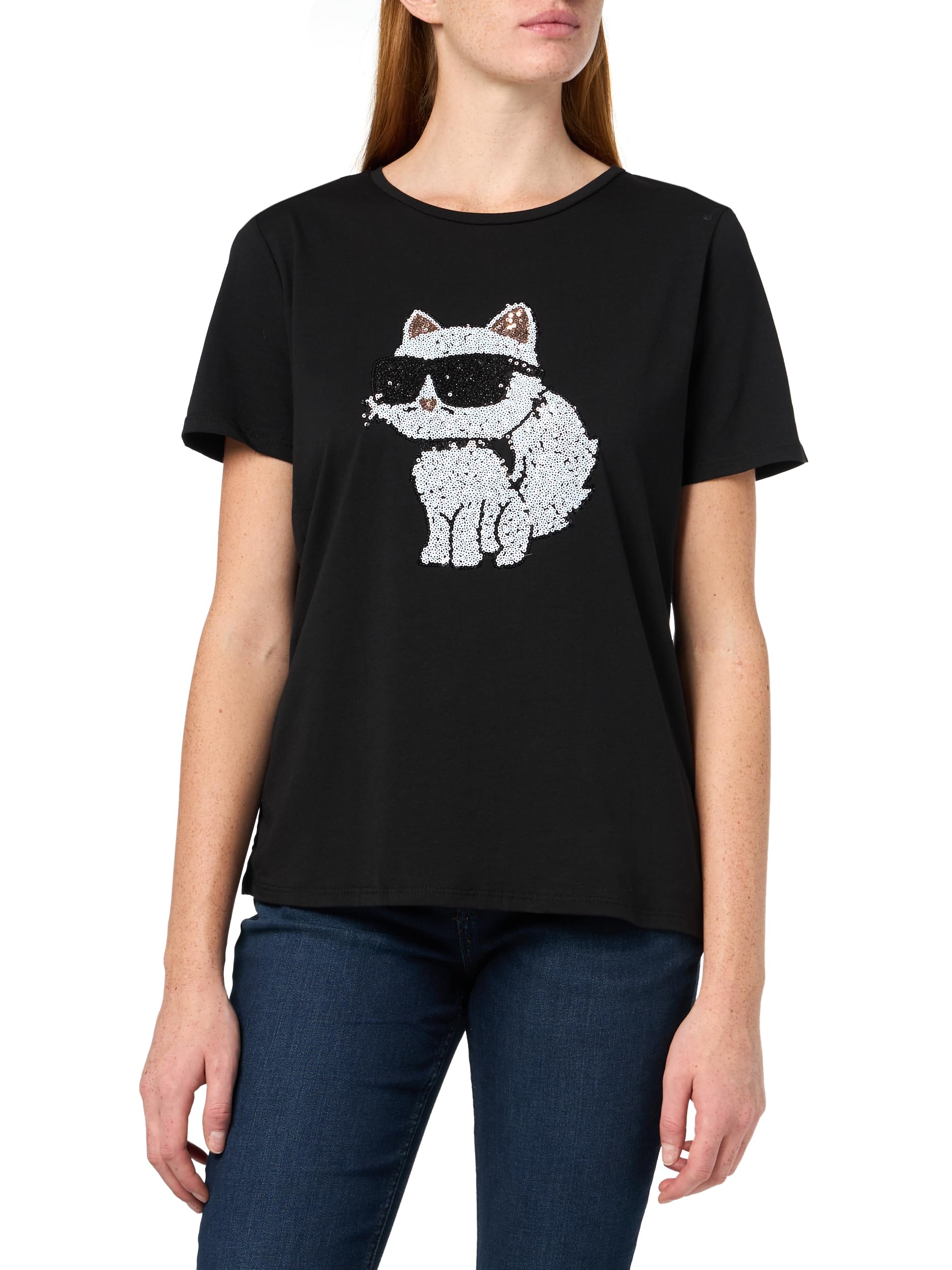 Karl Lagerfeld Short Sleeve Soft Everyday Logo T-Shirt Camiseta de Manga Corta Suave con Logotipo Diario Mujer (Pack de 1)