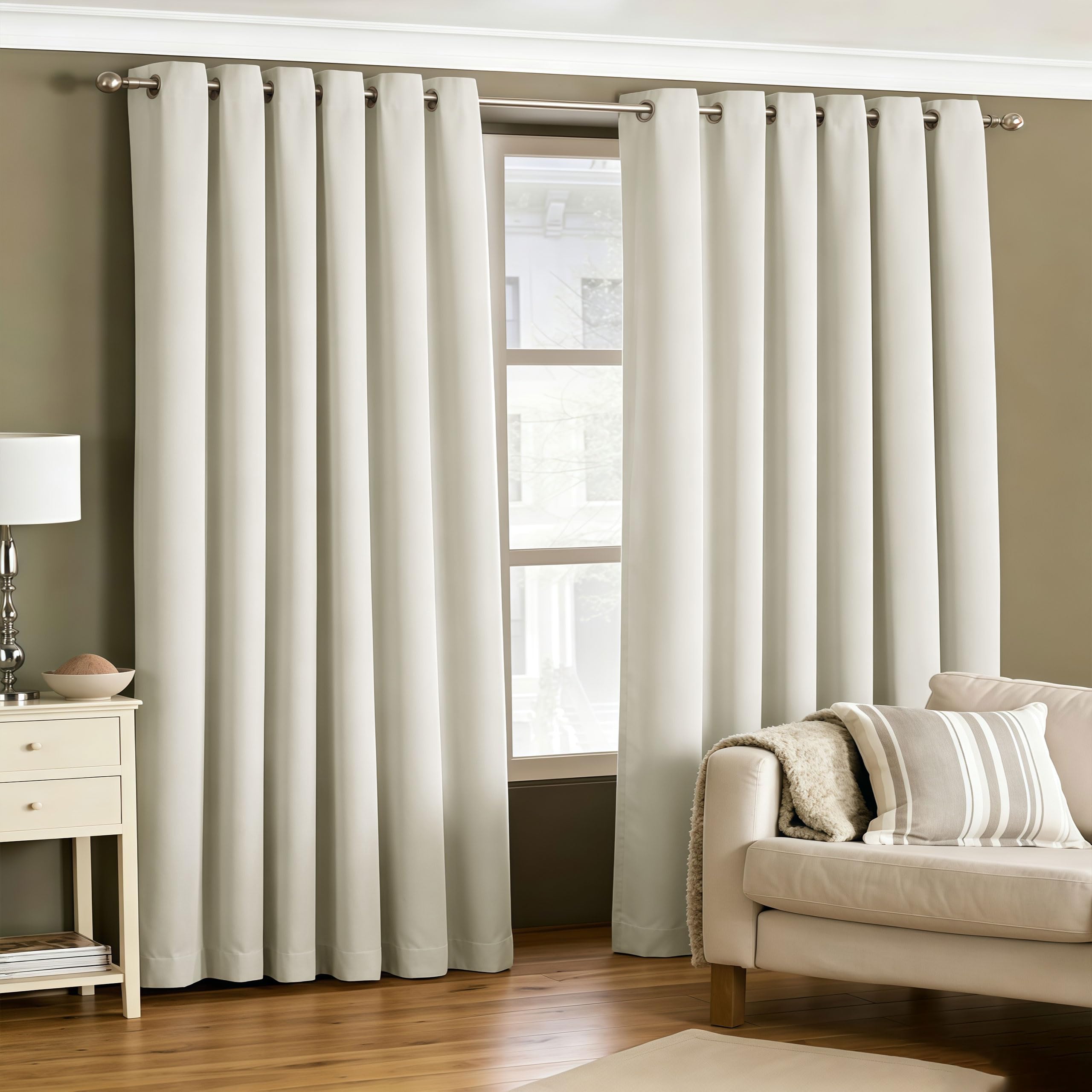 LIUJYUAN Blackout Curtains 135 x 235 cm Room Darkening, Privacy Protection Thermal Curtains, Neutral Drapes Insulated Soundproof for Bedroom, Living Room, Door, Beige