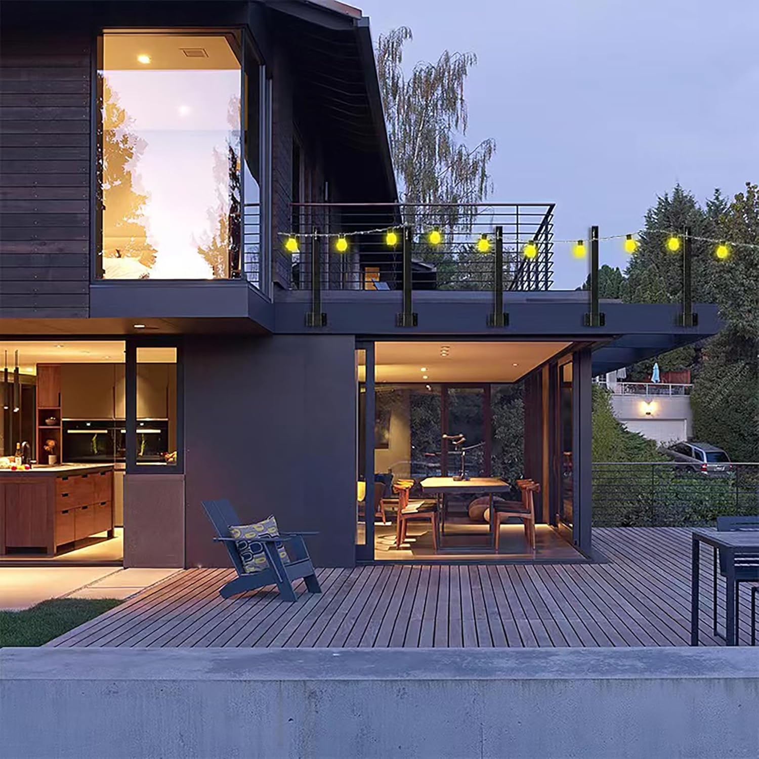 4 Pack 1.3Ft Freestanding Outdoor Suspension String Light Poles with Fixing Clamp, Holder, and Light Post Mounting Stand, for Patio Fence Wall Garden Deck Bistro Backyard (Standard Style)