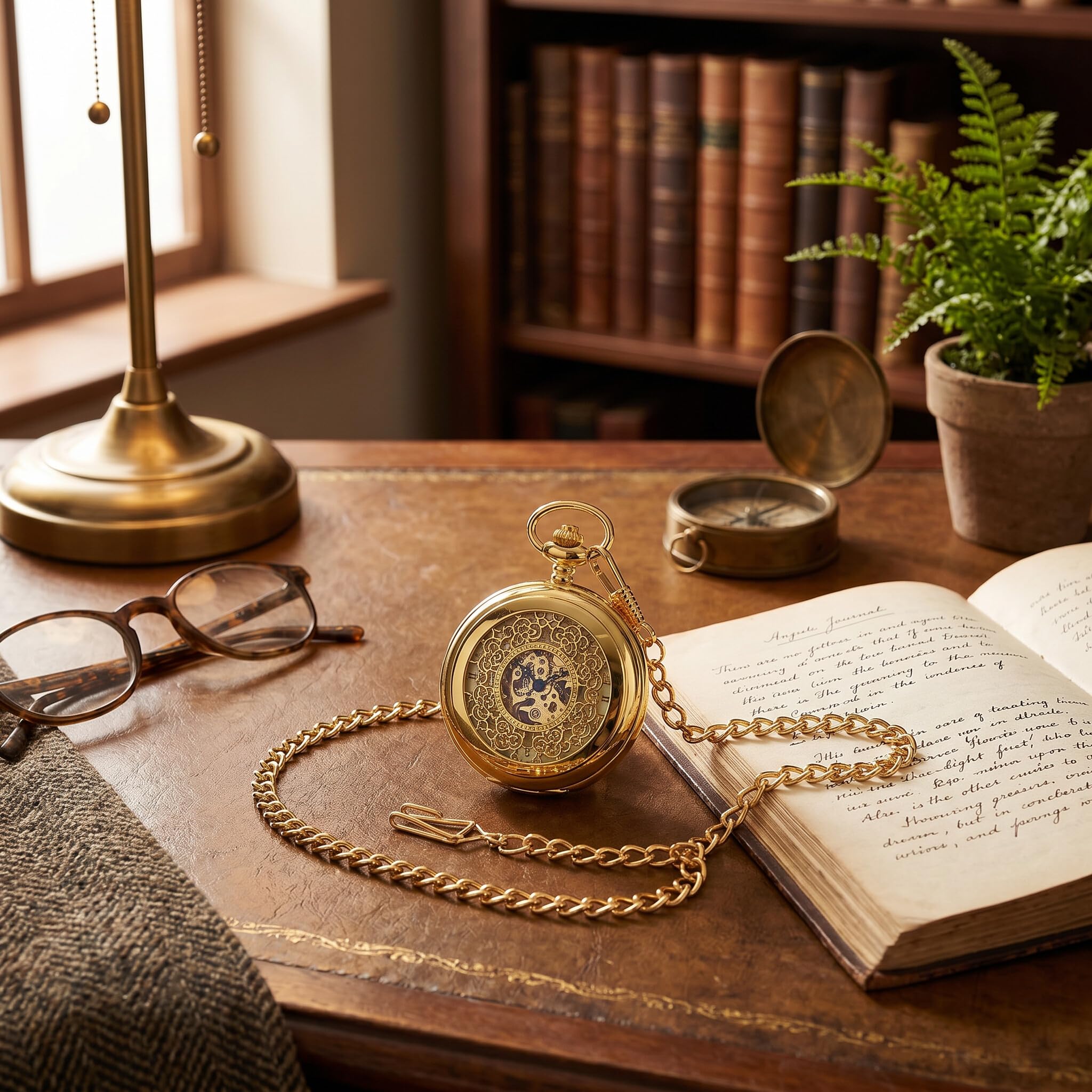 Orologio da Tasca Meccanico, Lancette Luminose a Carica Manuale Orologio da Tasca Scheletrato Stile Vintage Steampunk con Catena per Donna Uomo