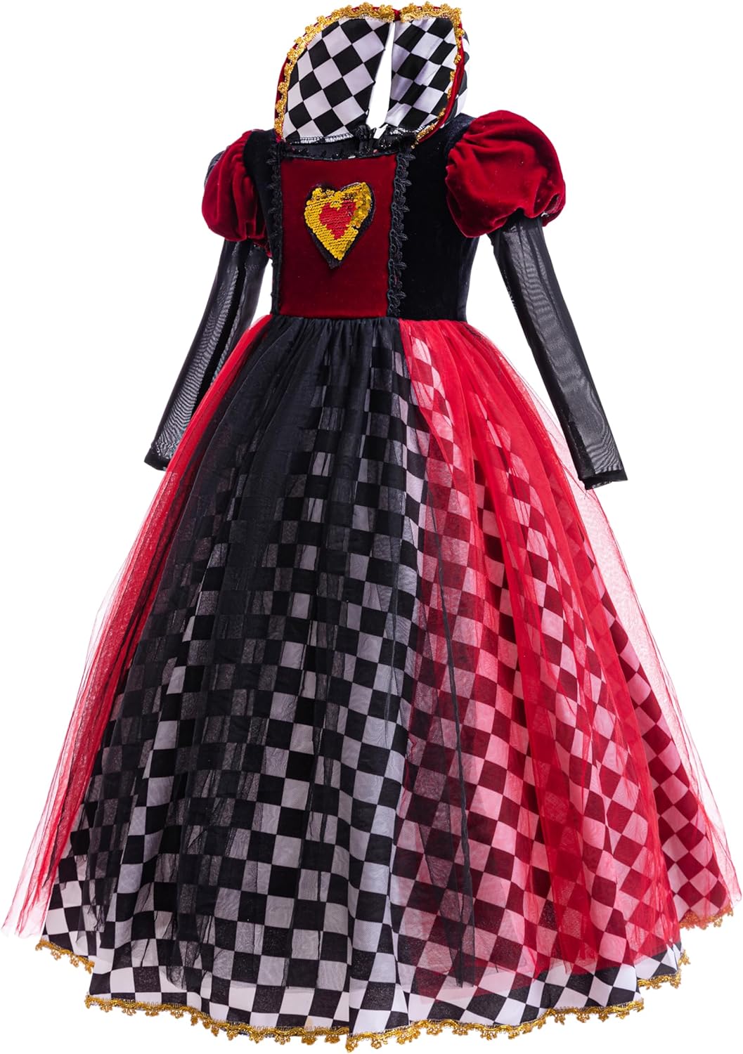 Dressy Daisy Toddler Little Girls Wonderland Red Heart Queen Halloween Costume Fancy Dress Party Outfit Crown Accessories Set