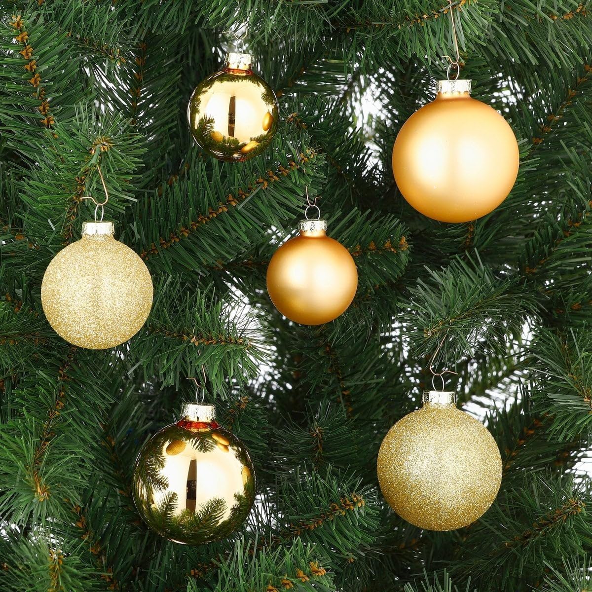 Weihnachtskugeln Set Enthält Glas, Dekorativ Und Vielseitig, Weihnachtsbaum Dekoration, Christbaumschmuck, Für Weihnachtsbaum Wohnzimmer Schlafzimmer Esszimmer, Gold, 26 Stück, Ø7.0.6.0.5.0 cm