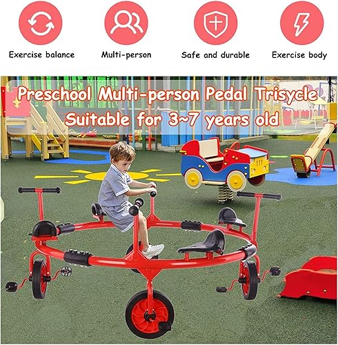 Miniatura 2 de MJKCBD Pedales preescolares para triciclo de cuatro o seis asientos, 360 giros, para patio trasero, jardín de infantes, guardería y equipo de juego