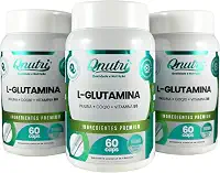 Kit 3x L-Glutamina Qnutri Suplemento Natural Aminoácidos 60 cápsulas