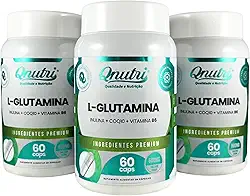 Kit 3x L-Glutamina Qnutri Suplemento Natural Aminoácidos 60 cápsulas