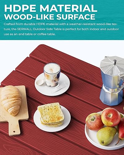 Miniatura 4 de SERWALL Mesa auxiliar plegable Adirondack, mesa pequeña de polietileno de alta densidad para exteriores, no requiere montaje, mesa auxiliar para