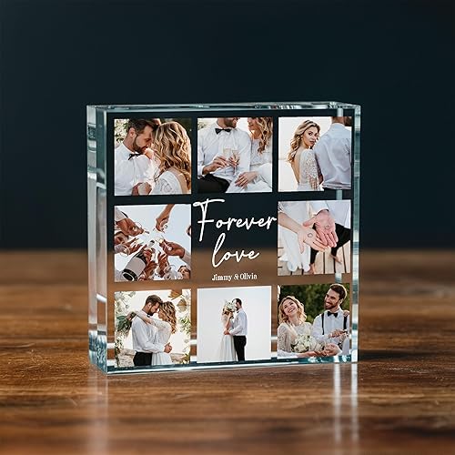 NAZENTI Bloque de fotos acrílico personalizado, placa de impresión de pareja, regalos de imagen, cubos de fotos acrílicos personalizados, marco de