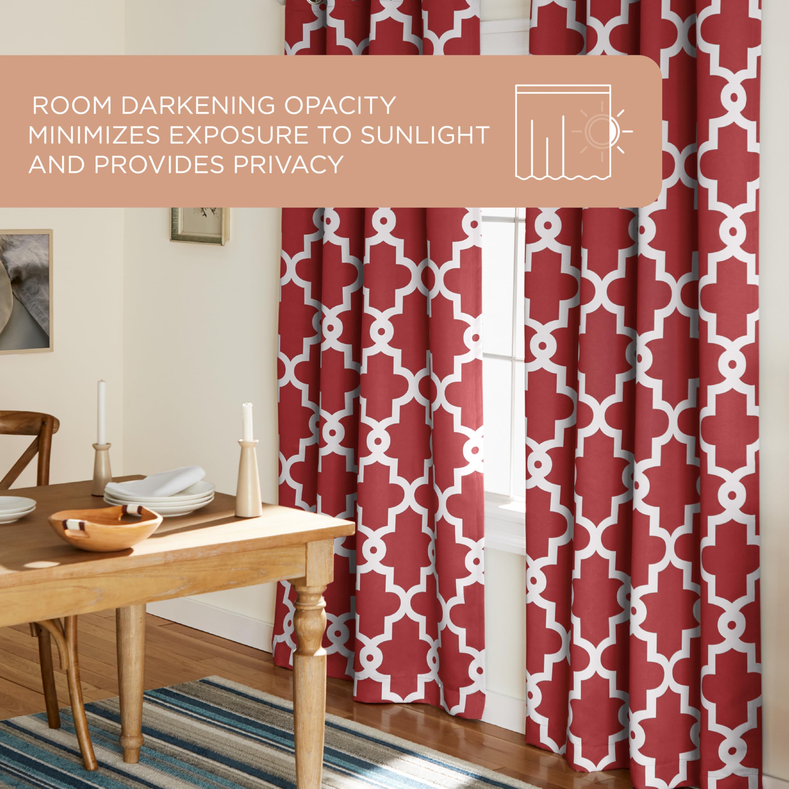 Exclusive Home Curtains Exclusif Maison Rideaux Ferronnerie en Satin de Coton tissé fenêtre Panneau de Rideau Paire, Polyester, Bordeaux, 52x84