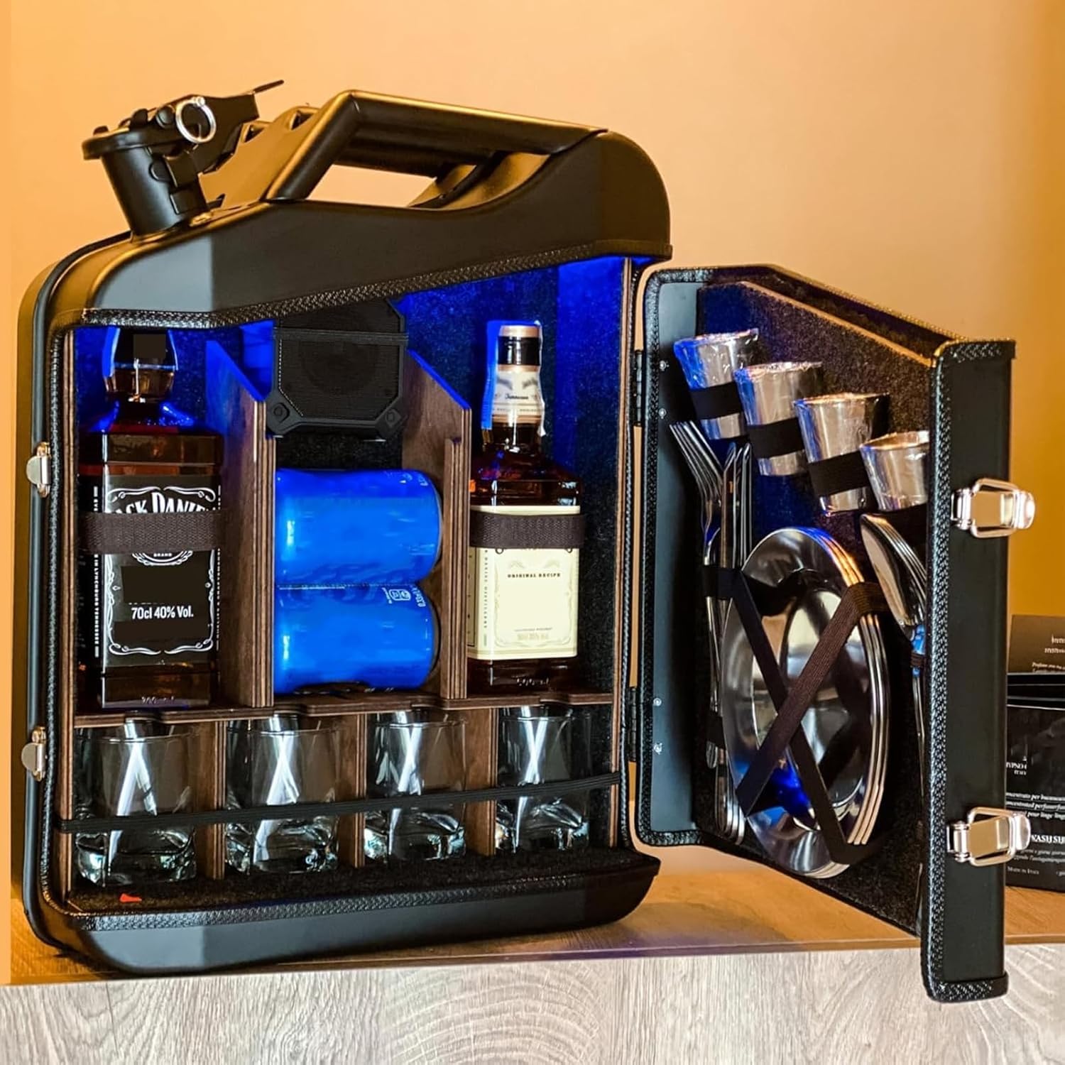 Personalized Mini Drinks Cabinet, Mini Bar Cabinet Jar Set, Portable Whiskey Storage Box, 20L Large Capacity and Beautifully Durable, Saves Room Space, for Holiday Party, Indoor Decoration