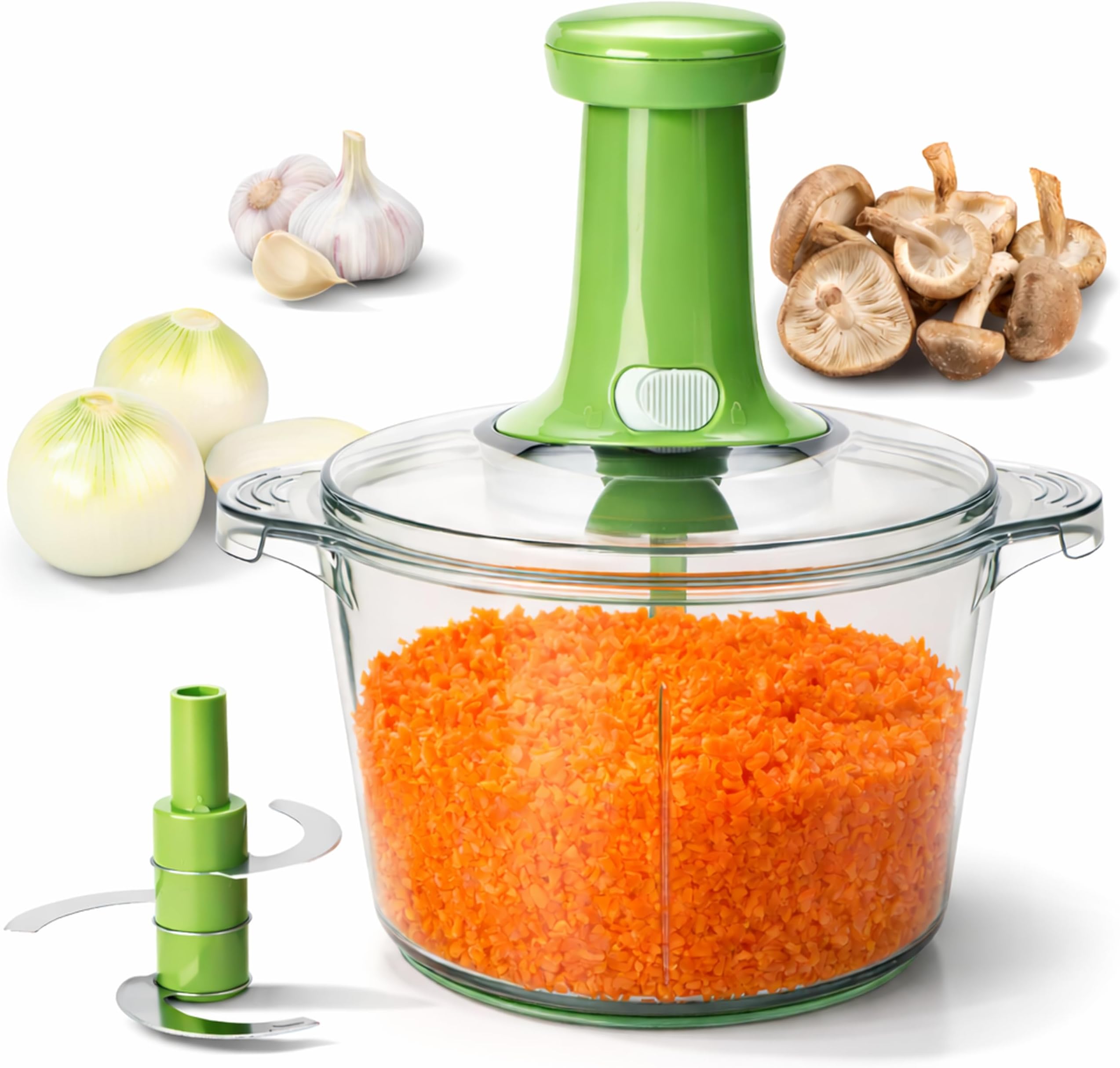 Brieftons Express Manual Food Chopper: Large 8.5-Cup, Hand Chopper Vegetable Cutter to Chop Veggies, Fruits, Herbs, Garlic Onion Chopper for Salsa, Salad, Pesto, Guacamole, Coleslaw, Indian Cooking