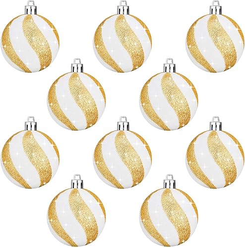 Adornos de bola de Navidad de 2.4 pulgadas, bolas de decoración de árbol de Navidad con purpurina, esferas de Navidad, remolino, adornos colgantes
