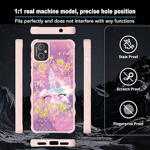 Miniatura 11 de Cricket Debut S2 - Funda compatible con AT&T Calypso 4 U380AC U380AA con protector de pantalla de vidrio templado, soporte de anillo, purpurina