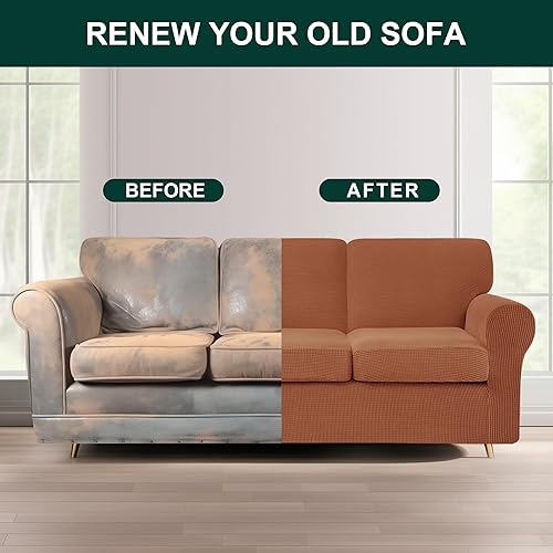 Vista 535 de CHUN YI - Funda elástica para sillón (3 piezas), funda para sofá de 1 plaza con un respaldo y cojín separado con banda elástica, tela jacquard