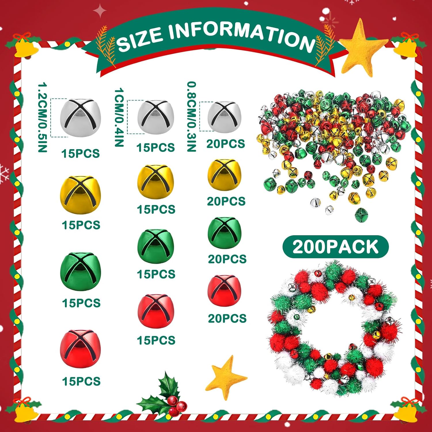 Aceorbit Christmas DIY Crafts Kits Included Xmas Pom Poms and Jingle Bells