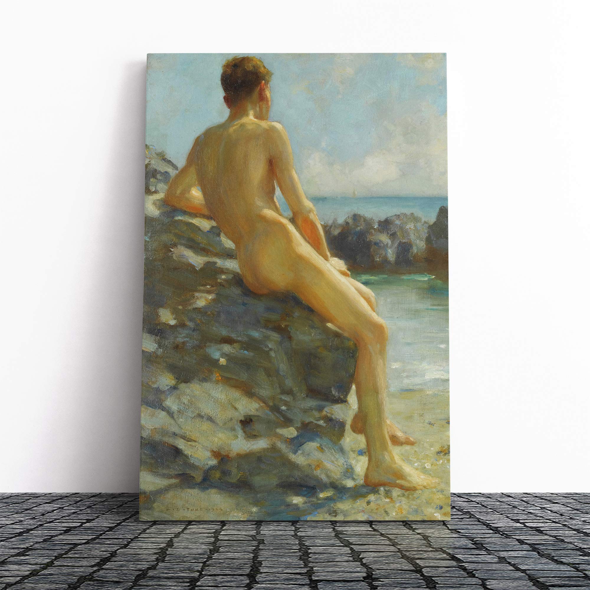 Henry Scott Tuke Beach Vol.2 Canvas Print | Gallery Wrapped 30mm Frame Wall Art | 24x16 inches | Ready to Hang | Modern Seascape Picture | Living Room Bedroom Lounge Office