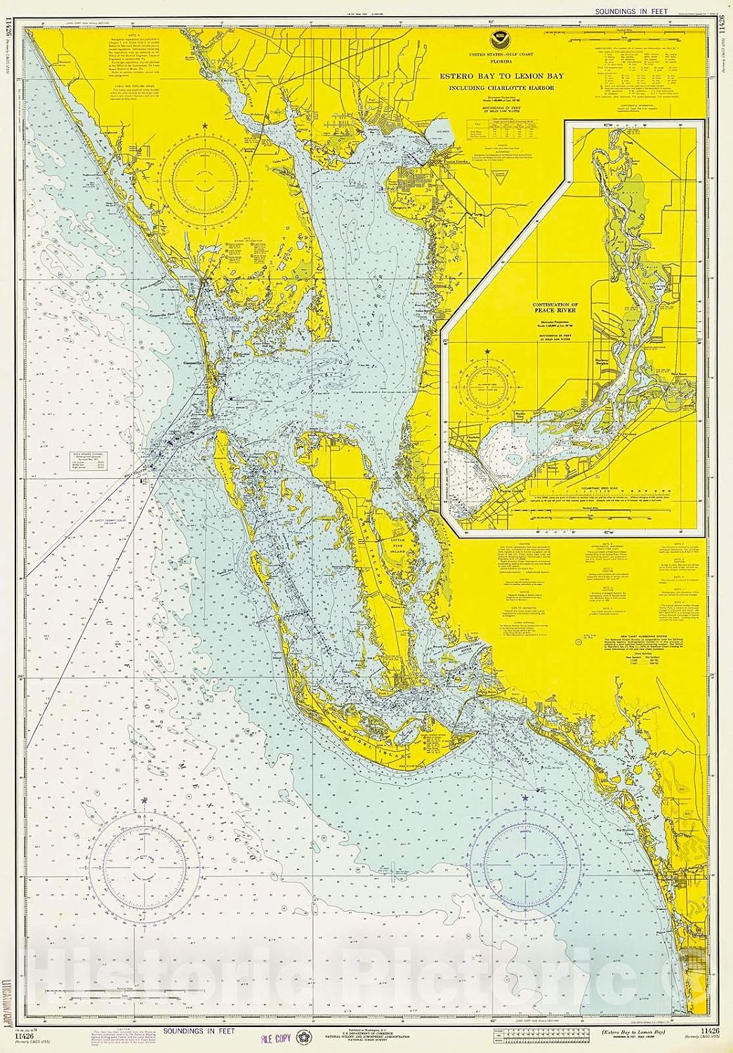 Estero Bay to Lemon Bay, Florida Nautical Chart 1974 - Historical Map Print - 16in x 24in