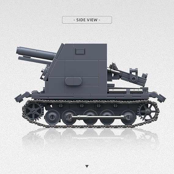 Technik Tank Building Blocks Set, 502 PCS WW2 Military Sturmpanzer I Bison Tank Building Kit, MOC Bricks Construction Toy Model, Gifts for Adults and Teens