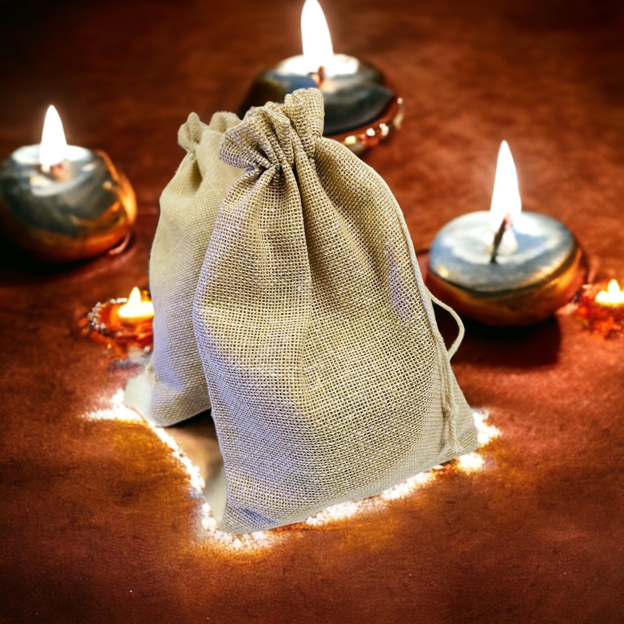 Kriwin Fifty Cotton Jute Drawstring Closure Small Size Gift Potli Bags Pouches(17.78 X 12.5 Cm; Beige) Pack of 50 count 3