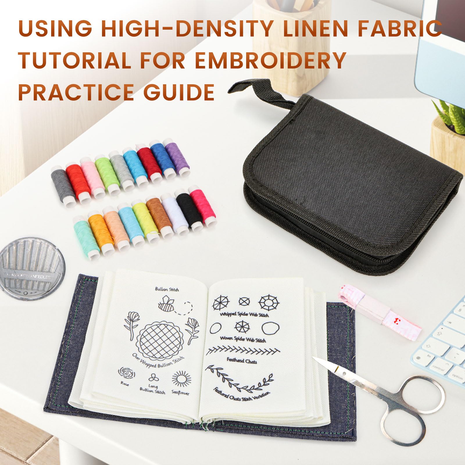 Kit de broderie 2026, 106 motifs avec outils et tutoriels, 99 pièces pour débutants, livre de broderie portable pour adultes et amateurs de bricolage