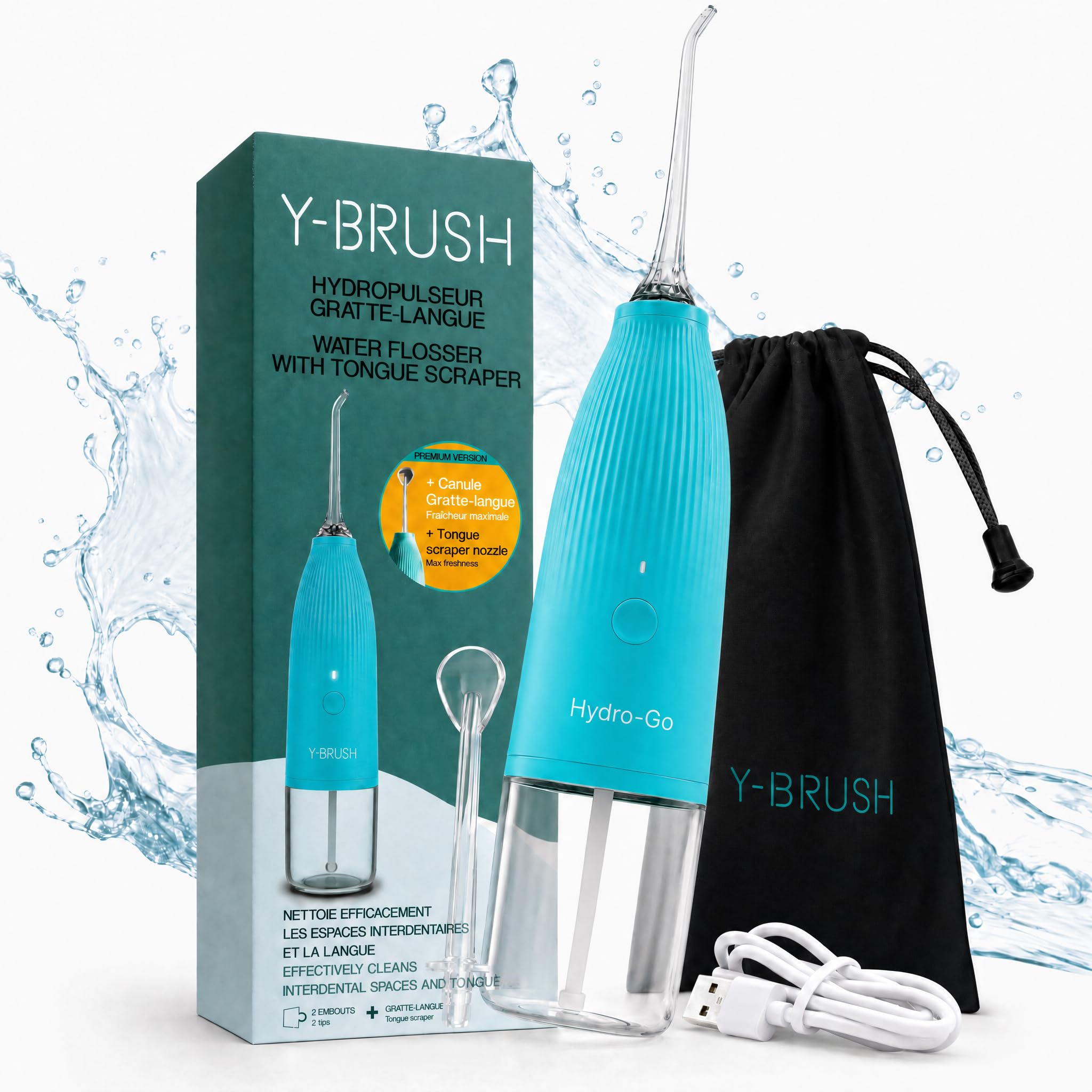 Jet Dentaire Hydropulseur de Voyage Sans Fil Portable Y-Brush Hydro-Go