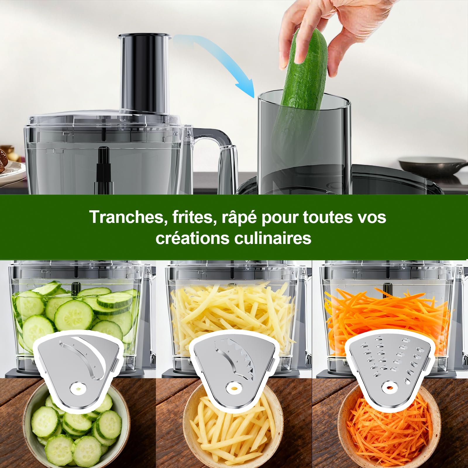 Camic Robot Cuisine Multifonction 1500W - Compact Robot Culinaire avec Bol 2.5L, 6 Fonctions, PowerChop, Disque 3 en 1, Assemblage facile pour une Variété de Tâches de Cuisine