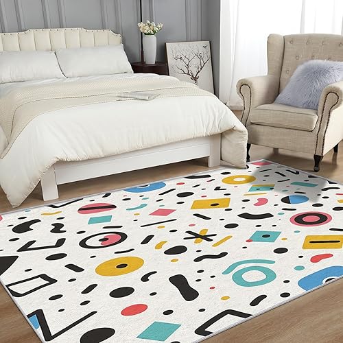 Miniatura 3 de Memphis - Alfombra retro Memphis, alfombra de 5 x 7, alfombra de área de los años 70 y 80 y decoración de habitación, alfombra geométrica abstracta
