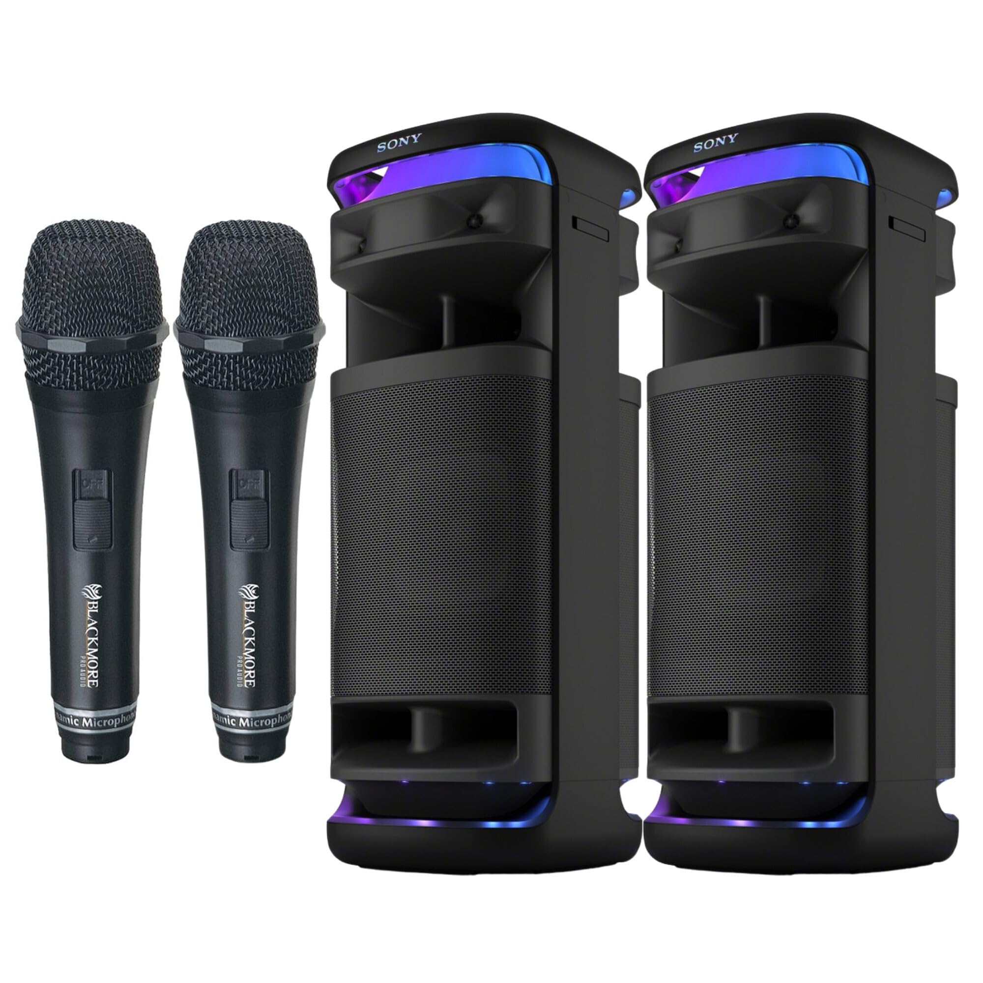 Sony SRSULT1000 ULT Tower 10 Party Speaker (Black, 2-Pack) Bundle with Pro Audio BMP-4 Wired Unidirectional Dynamic Microphone (Black, 2-Pack) (4