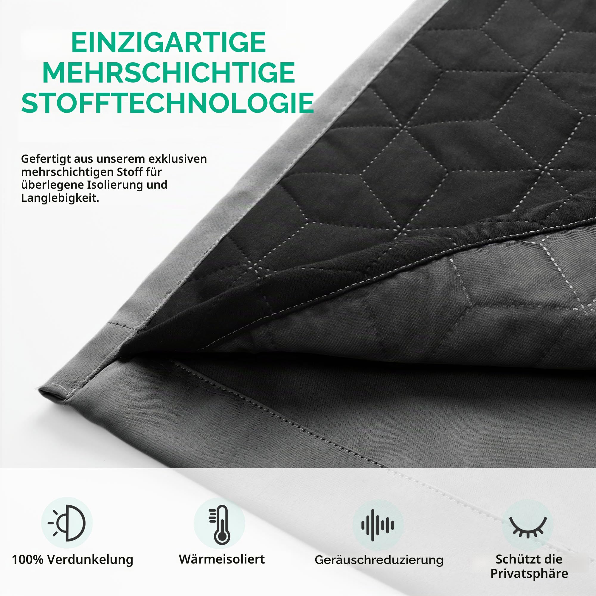 Deconovo Thermovorhang Kälteschutz, Gardinen mit Kräuselband gegen Kälte, Wärmeisolierend Vorhang Verdunkelung Wohnzimmer, 245 x 140(HöhexBreite), Dunkelgrau, 1 Stück
