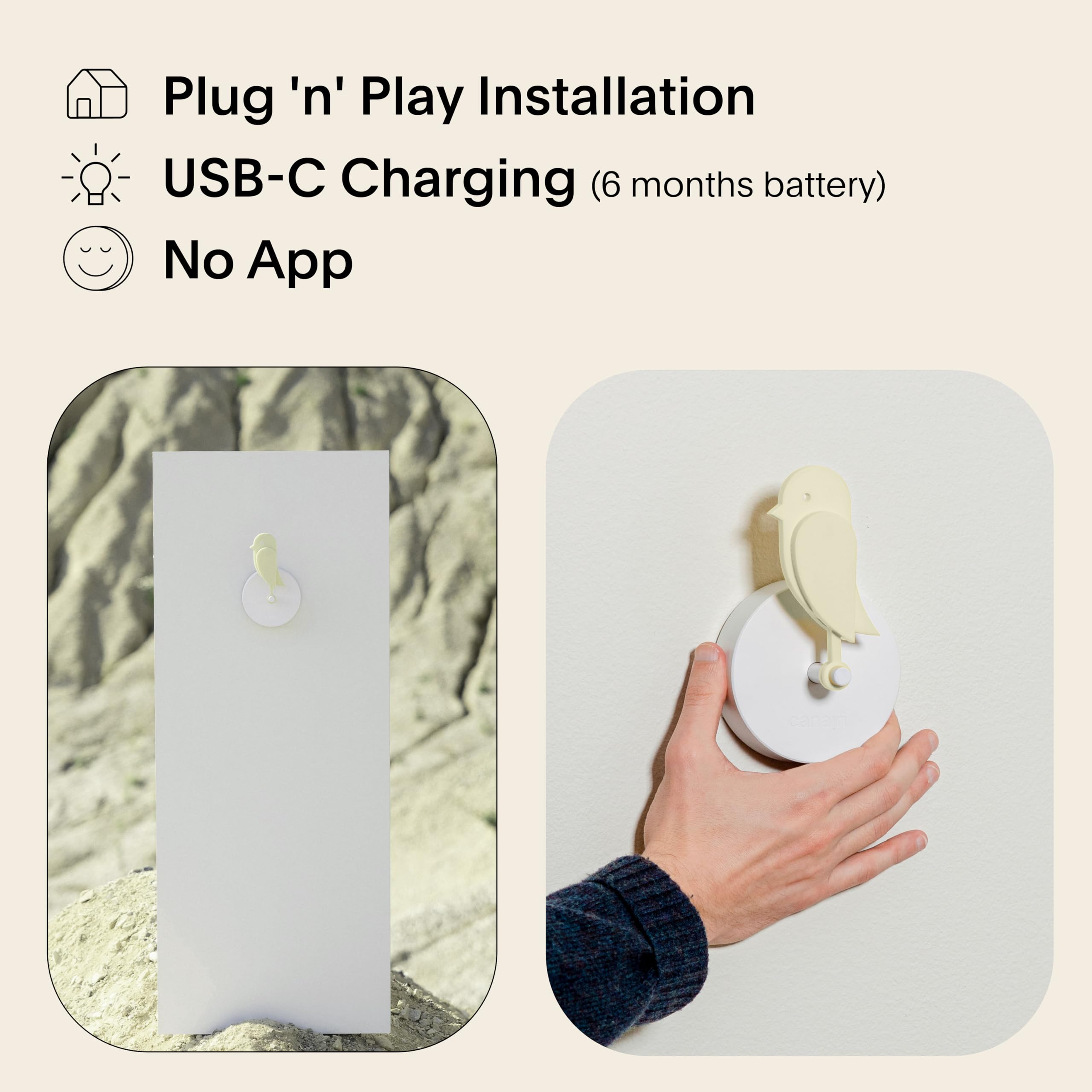 Monitor di CO₂ per interni Birdie Design – Misuratore della qualità dell'aria per casa e ufficio – Promuove il benessere mentale e fisico – Riduce i rischi per la salute (Duna, FullBirdie)