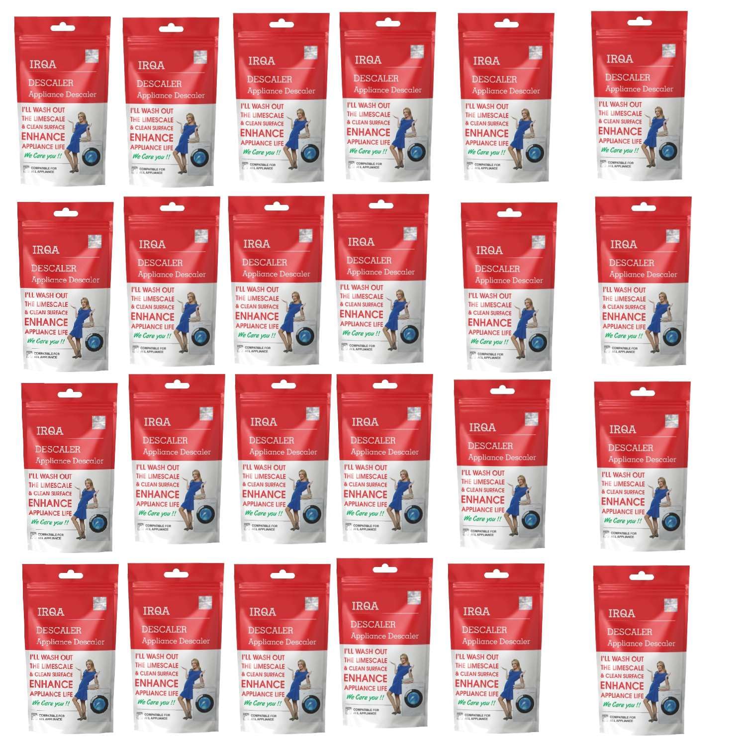 IRQA LG Descale Compatible For LG Washing Machine Front Load and Top Load, Cleaning Powder, Descaling Powder, Drum Cleaner 100 g (Pack Of 24) (Style_12