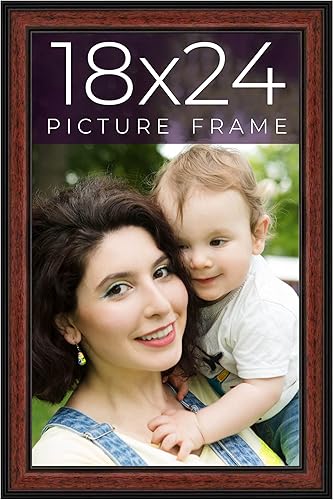 Marco ejecutivo de madera maciza marrón ejecutivo de 18 x 24 pulgadas de ancho de 1.25 pulgadas Profundidad interior de 0.5 pulgadas Marco de