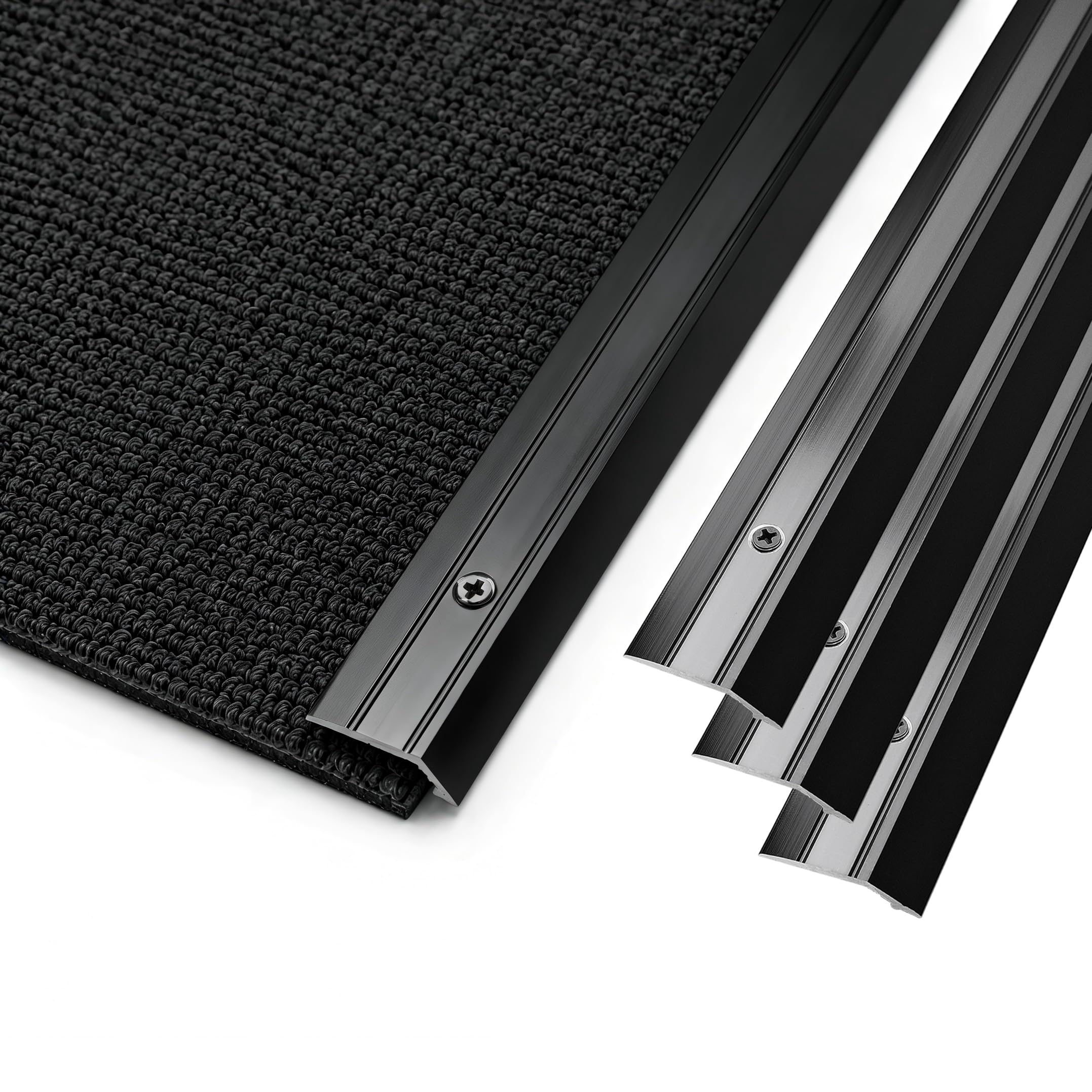 4-Pack Aluminum Carpet Floor Transition Strips,Carpet to Tile Floor Edging Trim, Metal Threshold Strip for Threshold Height Less Than 5mm (90cm,Black) โ image 1