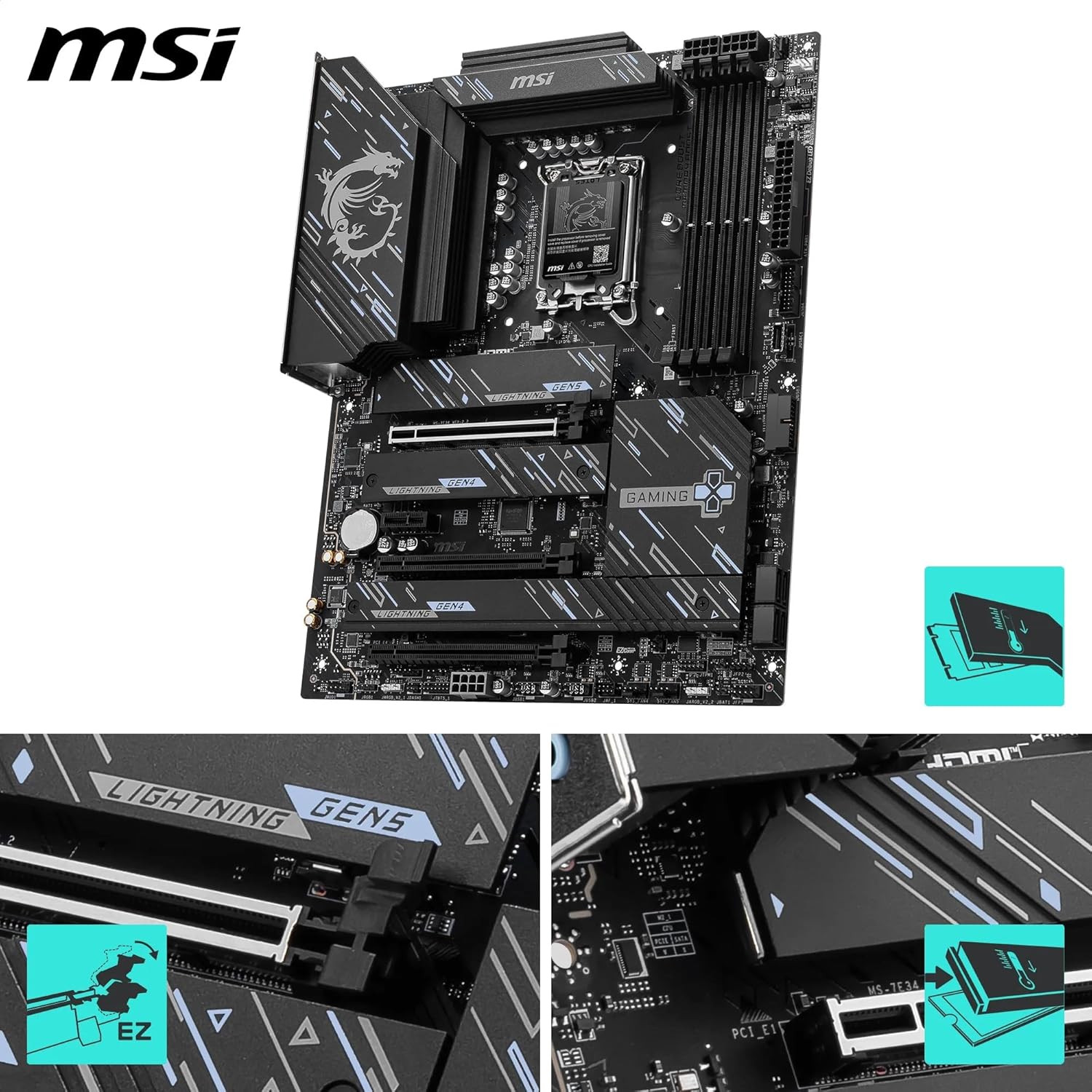 Z890 GAMING PLUS WIFI6E Motherboard,ATX-Supports Intel Core Ultra Processors (Series 2),LGA 1851-DDR5 Memory (Up to 9200+MT/s OC),1xPCIe 5.0x16,1xM.2 Gen5,Wi-Fi+HIGH-SPEED DDR5 RAM 16GB(1x16GB) Bundle