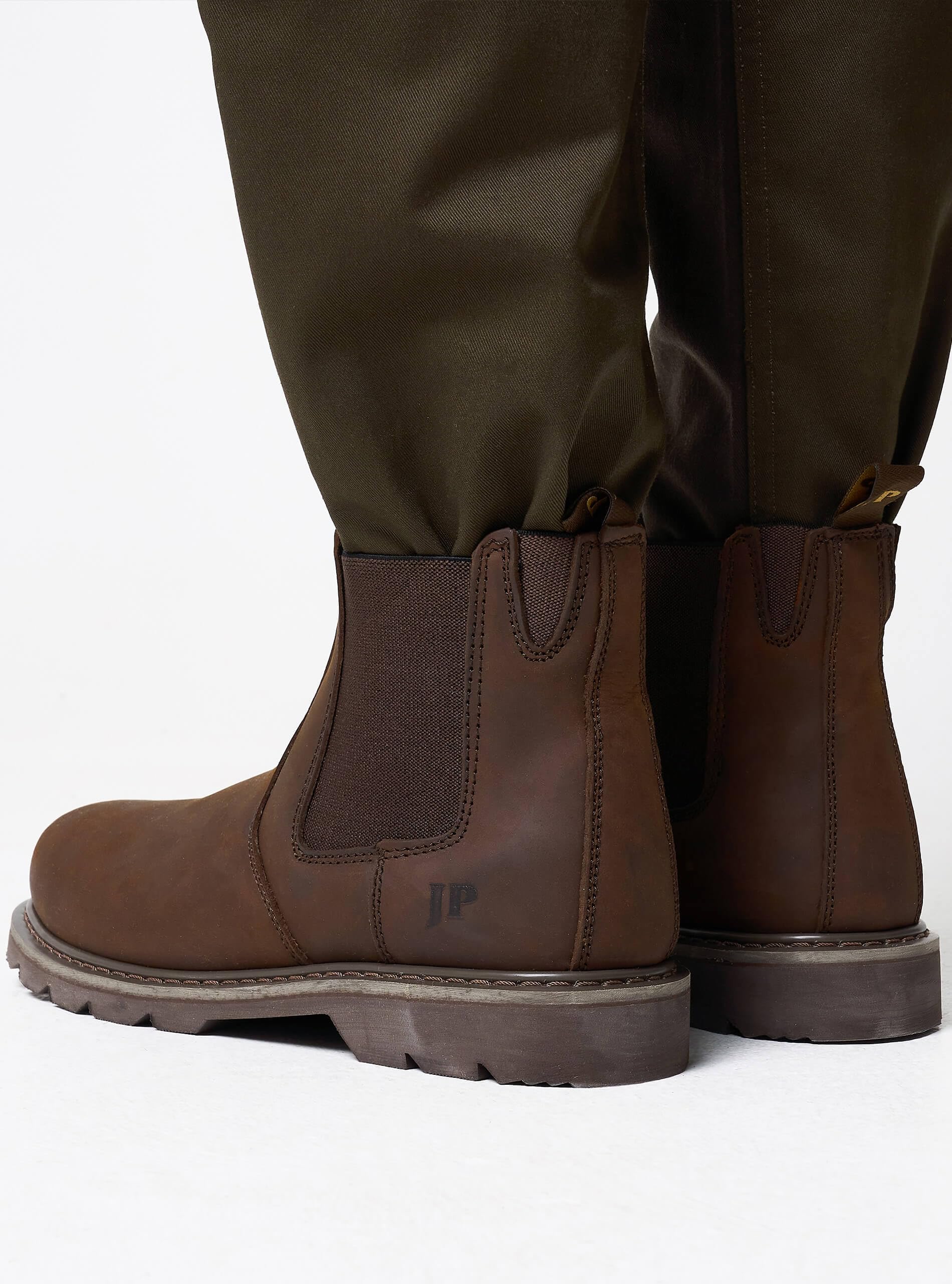 JACK PYKE Botas de trabajo Chelsea de piel para hombre, puntera de acero, resistentes al aceite, plantilla acolchada y transpirable, ideales para agricultura, almacén, construcción, talla 36-43
