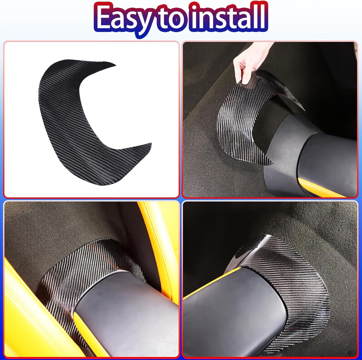 Center Armrest Box Rear Panel Decals Sticker Compatible with Corvette C7 Stingray 2014 2015 2016 2017 2018 2019 Soft Carbon Fiber 1PCS Car Interior Sticker Accessories (Black Carbon)