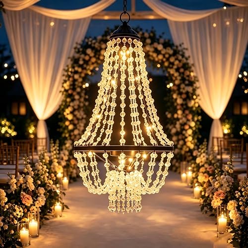 Solar Hanging Crystal Chandelier, Outdoor Waterproof Garden Decor Light |