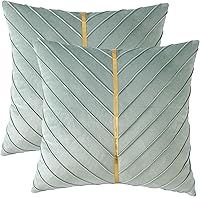 Vista 35 de Tosleo - Fundas de almohada de terciopelo beige de 20 x 20 pulgadas, paquete de 2 con cuero dorado, fundas decorativas de Navidad para sofá, fundas