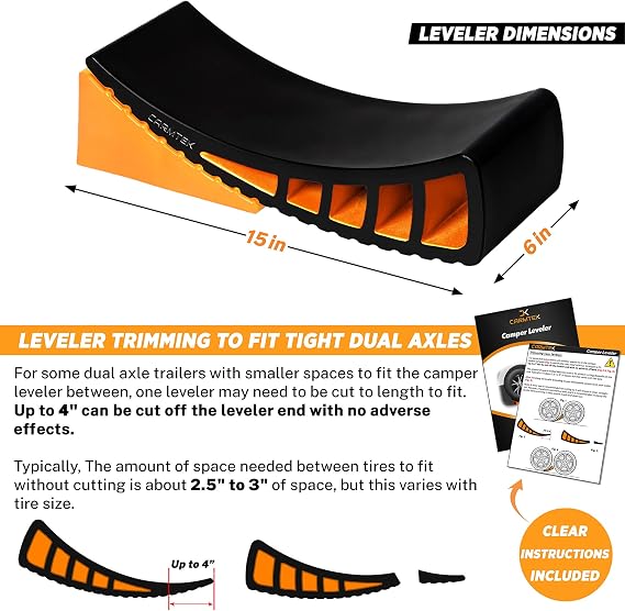 CARMTEK Camper Leveler Kit - Curved RV Levelers with Camper Wheel Chocks for Travel Trailers | Faster Camping Leveling Than RV Leveling Blocks (1 Pack)
