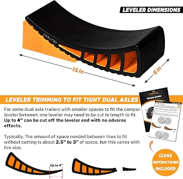 CARMTEK Camper Leveler Kit - Curved RV Levelers with Camper Wheel Chocks for Travel Trailers | Faster Camping Leveling Than RV Leveling Blocks (1 Pack)