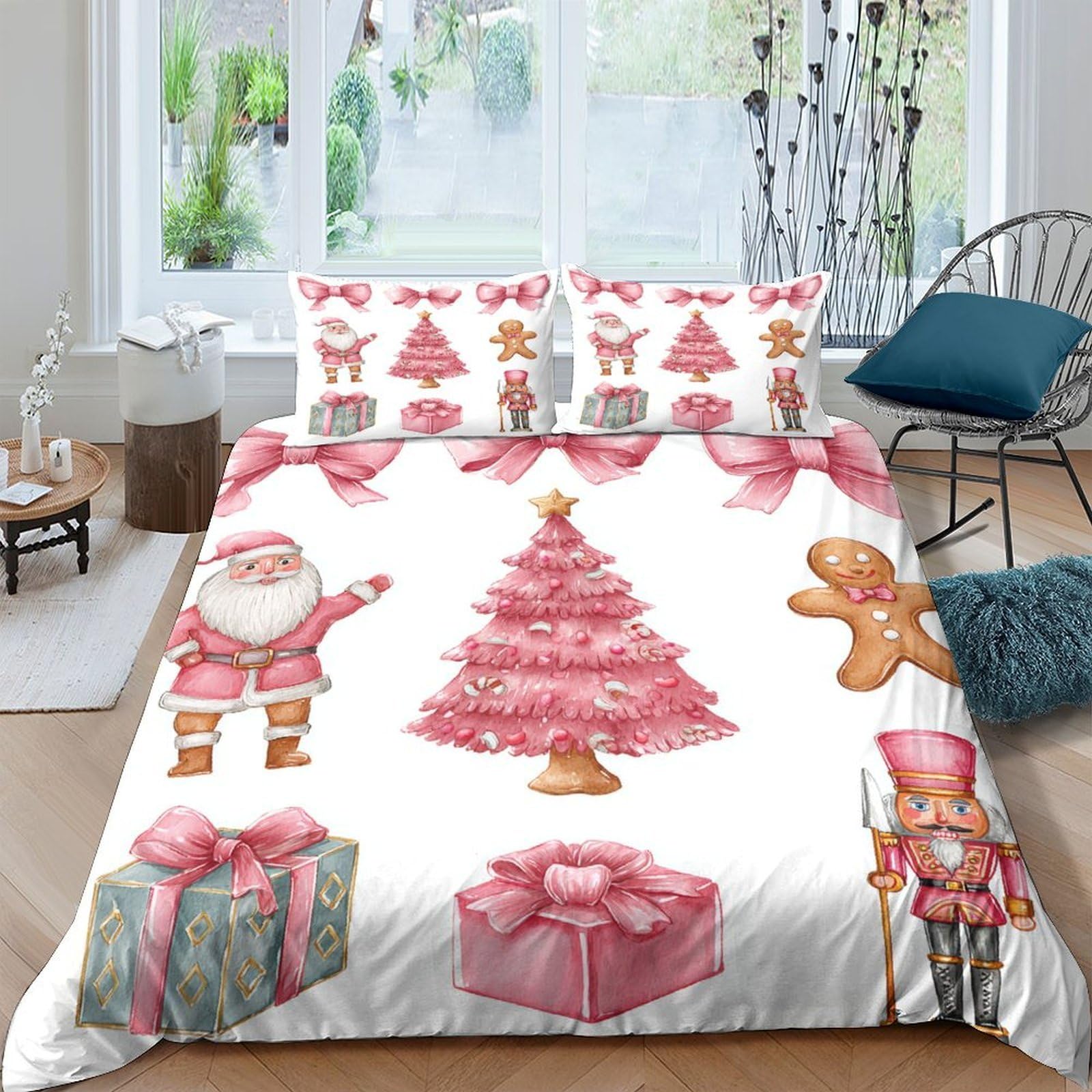 Ctjqhvkz Style-7 3D Printed Christmas Tree Fitted Sheet Microfiber Santa Gift Bed Cover For Bedroom Guest Room Mattress Decor Single（135X200cm）