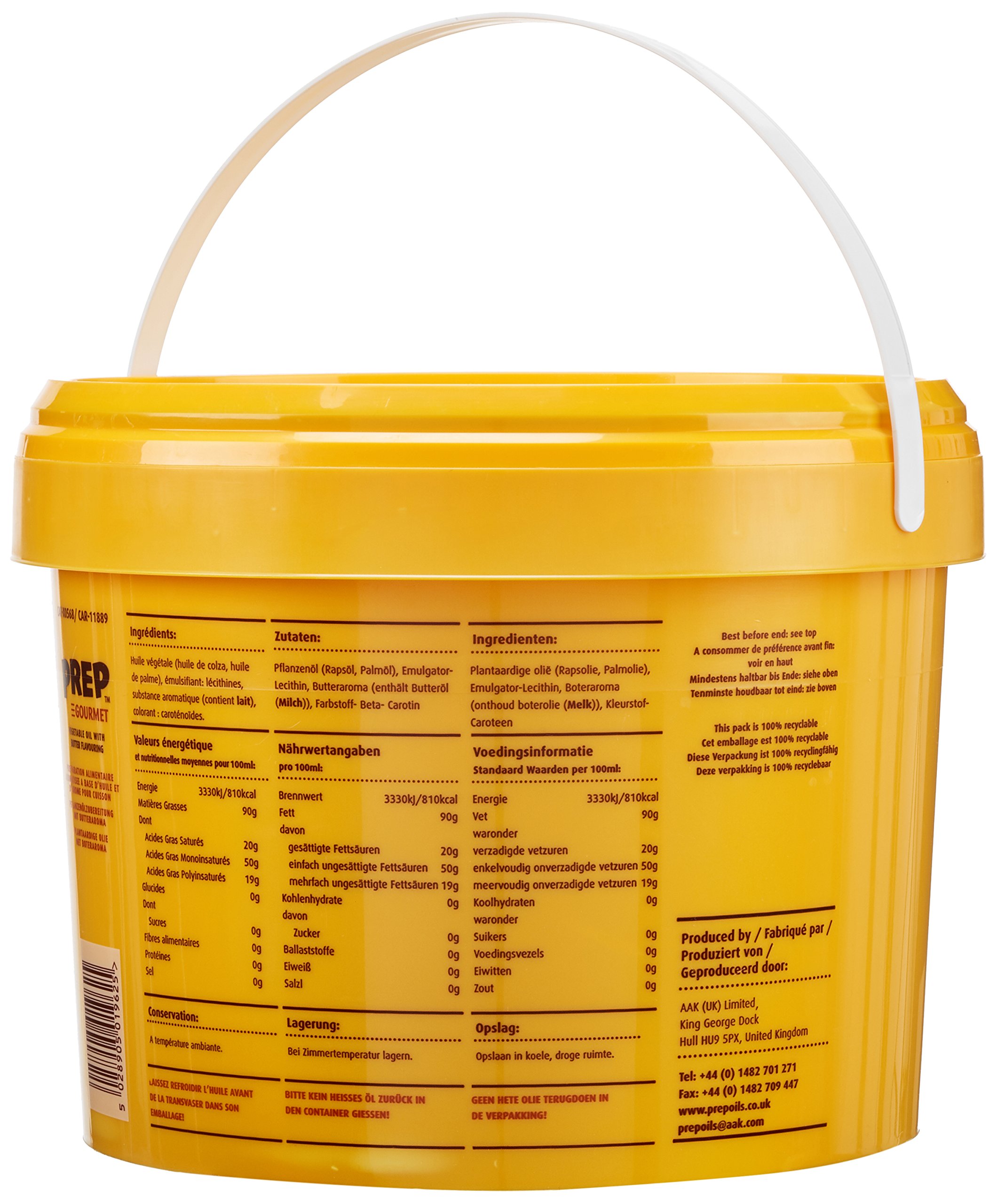 PREP GOURMET 10 Liter Eimer salzfrei - Pflanzenöl mit naturidentischem Buttergeschmack Combidämpfer geeignet zum Braten & Backen Cholesterinfrei Laktosefrei Butteraroma
