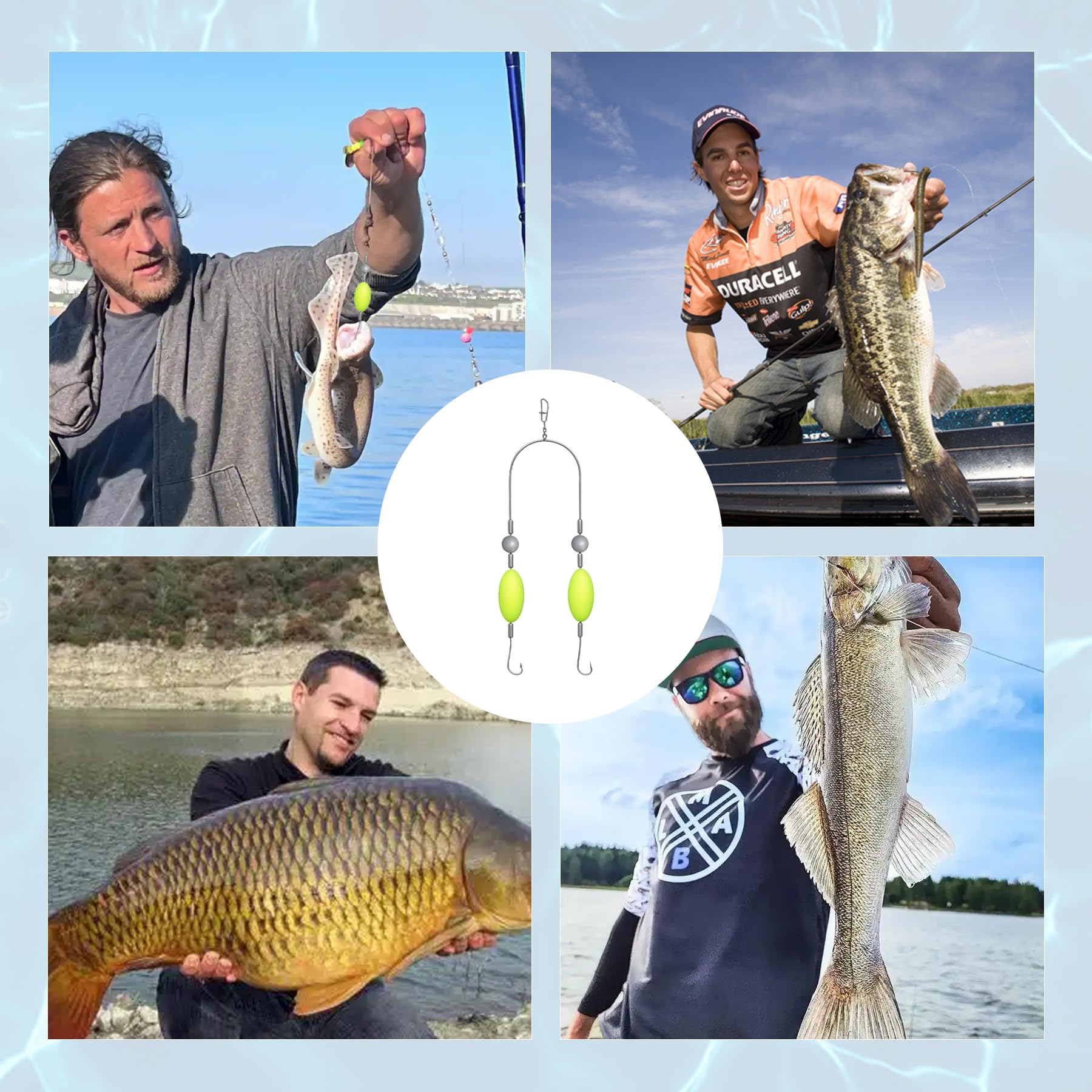 Anzuelo Doble con Línea De Fondo Invertida 5PCS para Pesca Mar, Cebo Señuelos para Principiantes y Profesionales