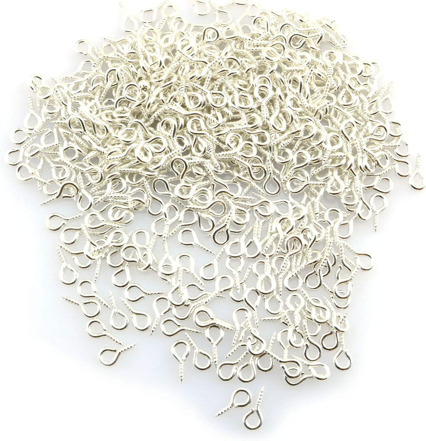 Tegg Screw Eye Pin 500PCS Silver Mini Eye Hooks Bail Peg Sets for DIY Jewelry Making 5x10mm