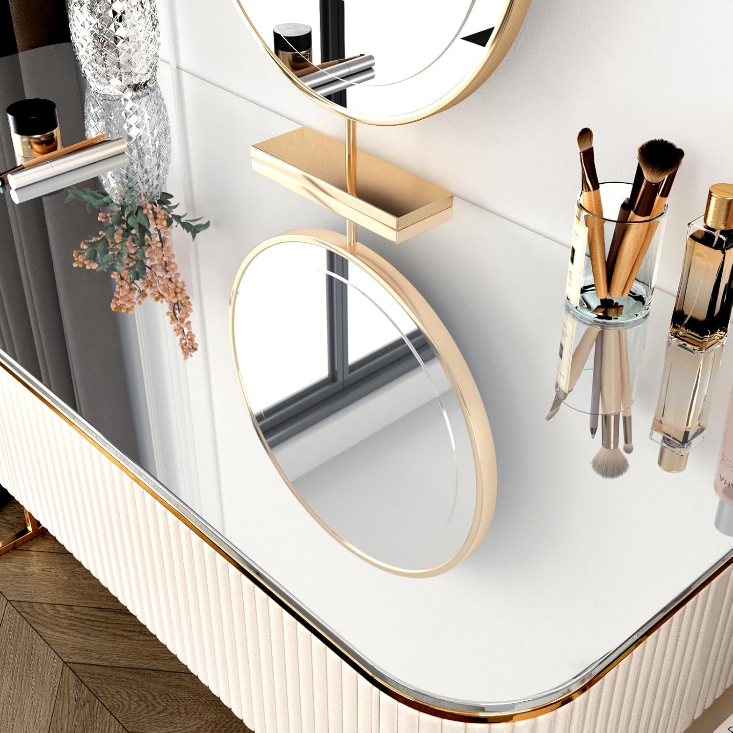 Mirror Film Peel and Stick Flexible Mirror Sticker for Walls Self Adhesive Silver Contact Paper for Countertops Cabinets Crafts DIY Decor Non-Glass Wall Stickers Removable Wallpaper 15.8"x394"